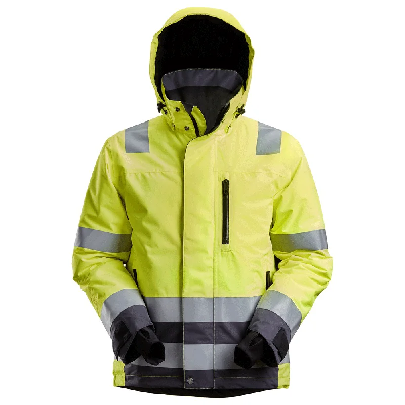 Men's soft denim jacket-Snickers 1132 AllroundWork, Hi-Vis Class 3 Waterproof Insulated Jacket Various Colours