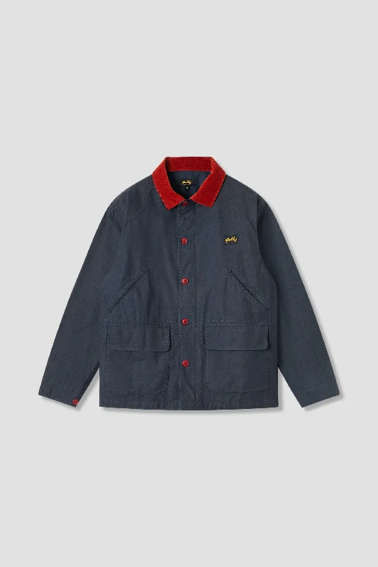 Men's casual rain jacket-Hunters Jacket (Navy Half Panama)