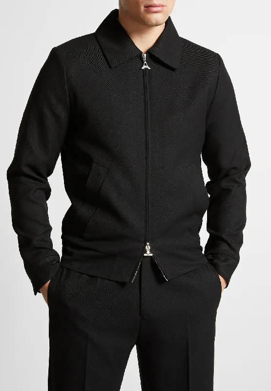 Men's warm quilted jacket-Tailored Harrington Jacket - Black