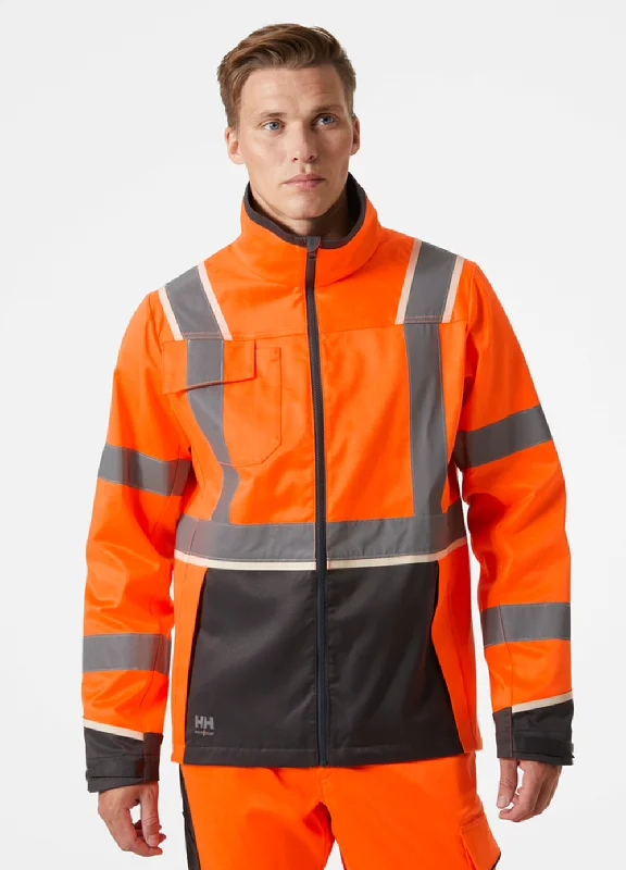 Men's warm puffer jacket-Helly Hansen 77215 UC-ME Stretch Softshell Hi-Vis Jacket Coat