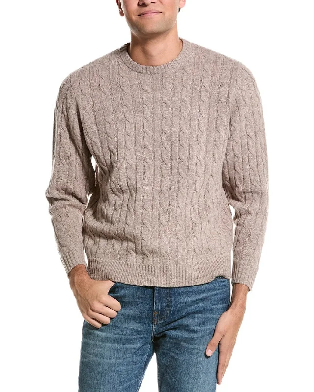 Men's breathable v-neck sweater-Alashan Cable Wool Pullover