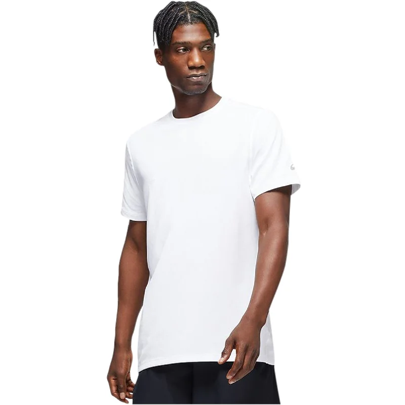 Men's short-sleeve black t-shirt-ASICS Mens Ready-Set Basic T-Shirt, White, Small