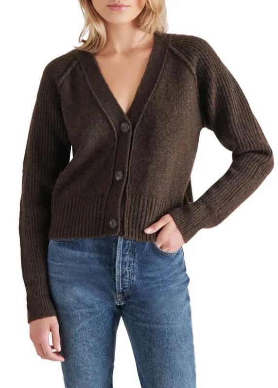 Men's luxury turtleneck sweater-Beckie Cardigan - Chestnut