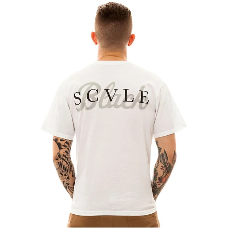 Men's short-sleeve luxury top-Black Scale Mens The Rebel X Script X Logotype Graphic T-Shirt, White, Small