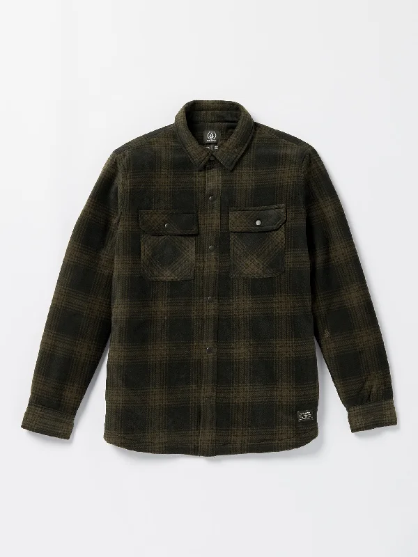 Men's short-sleeve premium casual top-Bowered Fleece Flannel - Bison