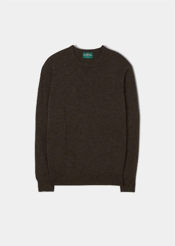 Men's stylish crew neck sweater-Brisbane Geelong Crew Neck Swerater In Cocoa