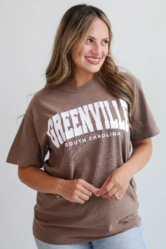 Men's short-sleeve classic fit tee-Brown Greenville South Carolina Block Letter Tee