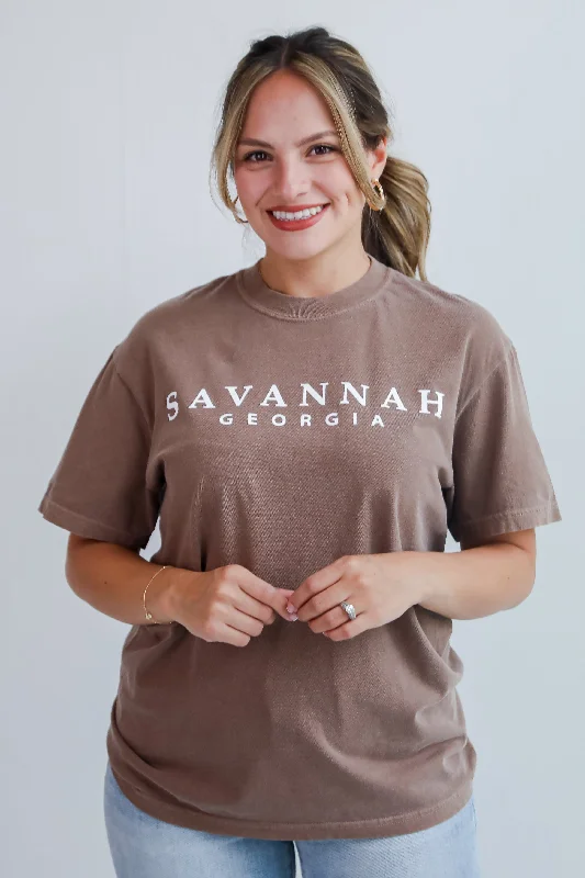 Men's short-sleeve breathable shirt-Brown Savannah Georgia Graphic Tee