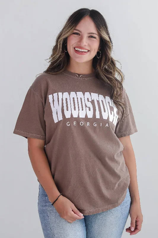 Men's short-sleeve soft fabric shirt-Brown Woodstock Georgia Tee