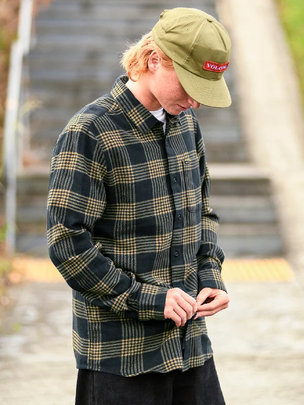 Men's short-sleeve minimalist tee-Caden Plaid Flannel - Navy