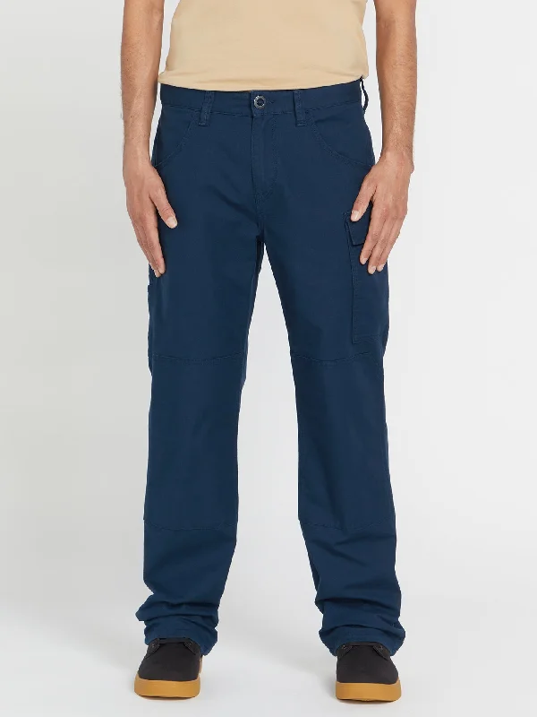 Men's short-sleeve plain tee-Volcom Workwear Caliper Relaxed Work Pants - Navy