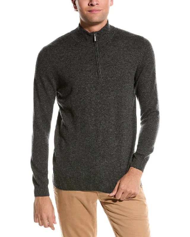 Men's cozy knit pullover-Forte Cashmere Mock Neck Cashmere 1/4-Zip Sweater