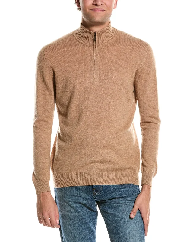 Men's cozy wool cardigan-Forte Cashmere Mock Neck Cashmere 1/4-Zip Sweater