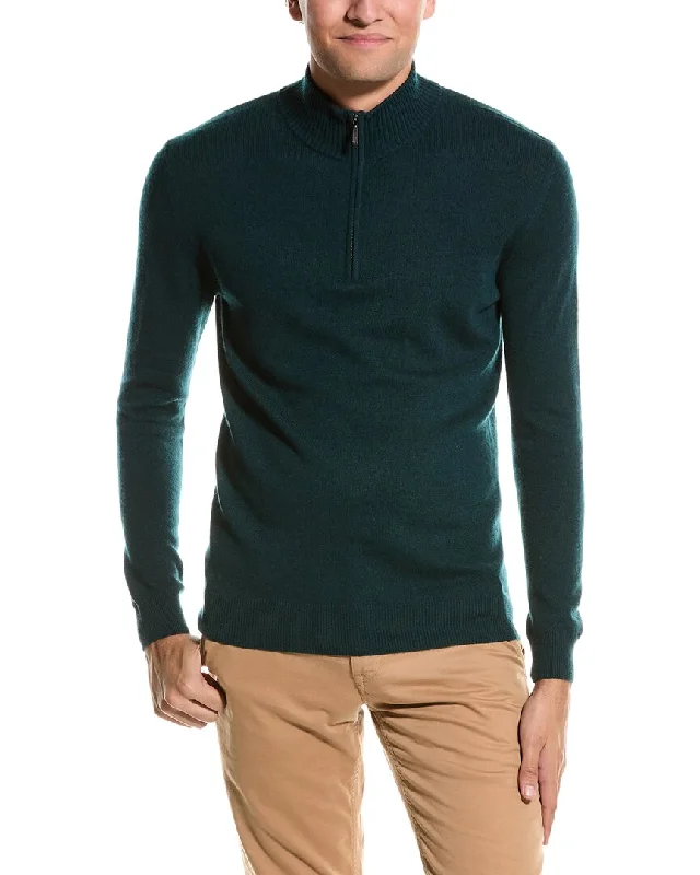 Men's cozy turtleneck sweater-Forte Cashmere Mock Neck Cashmere 1/4-Zip Sweater