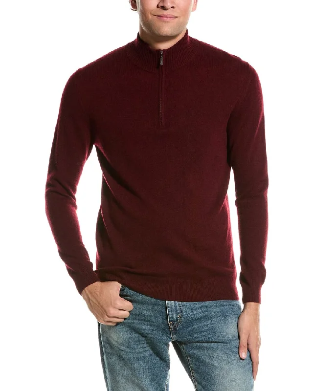 Men's trendy slim sweater-Forte Cashmere Mock Neck Cashmere 1/4-Zip Sweater