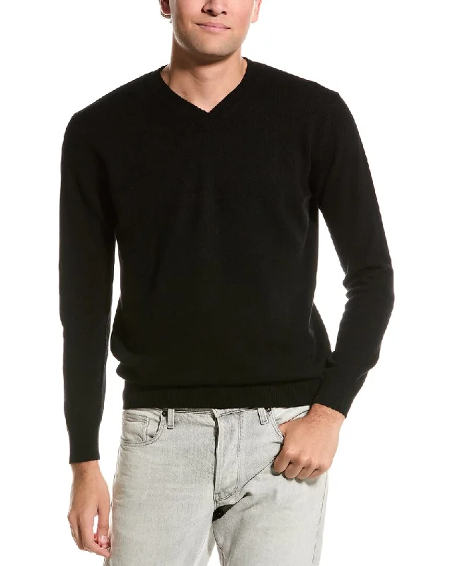 Men's slim turtleneck sweater-Forte Cashmere V-Neck Cashmere Sweater