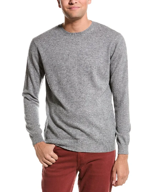 Men's chunky turtleneck sweater-Forte Classic Crew Cashmere Sweater