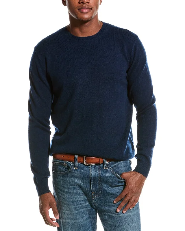 Men's warm v-neck sweater-Forte Classic Crew Cashmere Sweater