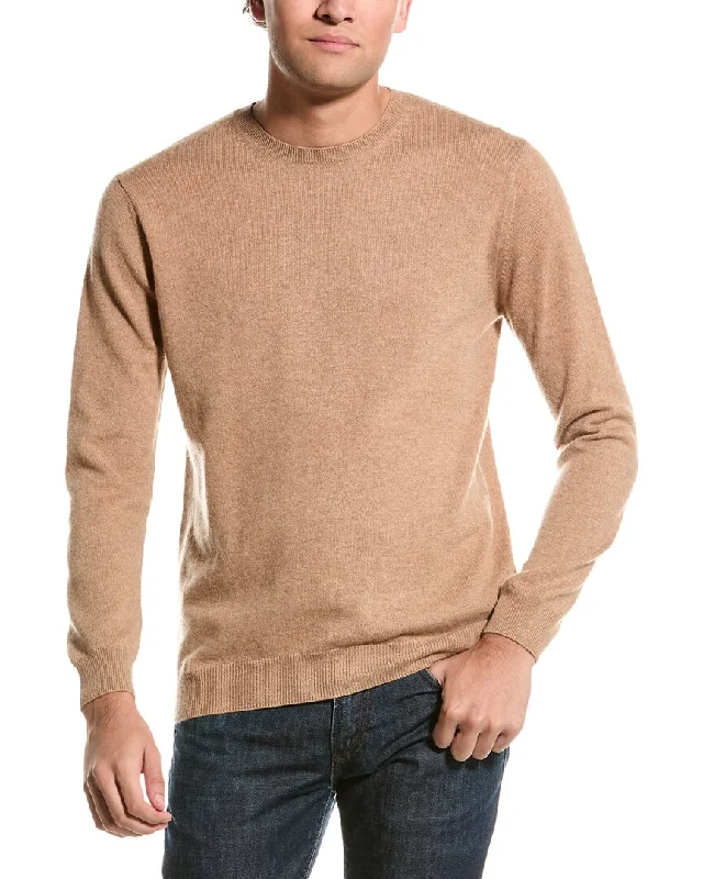 Men's cozy v-neck pullover-Forte Classic Crew Cashmere Sweater