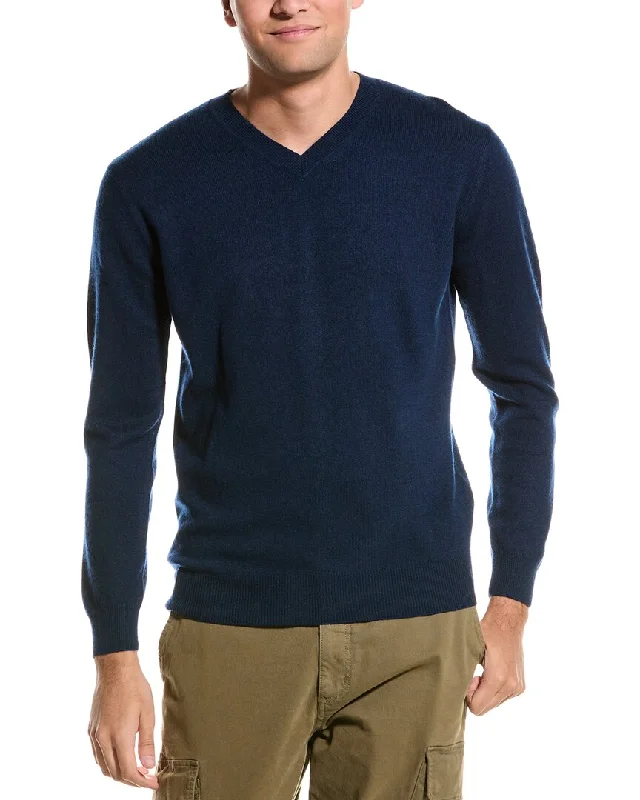 Men's trendy slim sweater-Forte V-Neck Cashmere Sweater