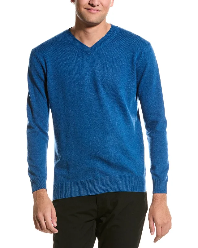 Men's luxury v-neck sweater-Forte V-Neck Cashmere Sweater