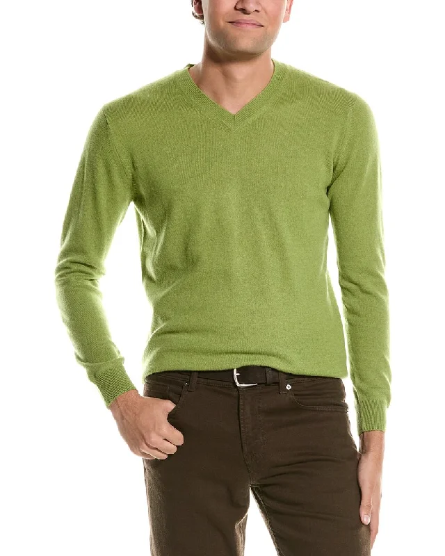 Men's lightweight crew sweater-Forte V-Neck Cashmere Sweater