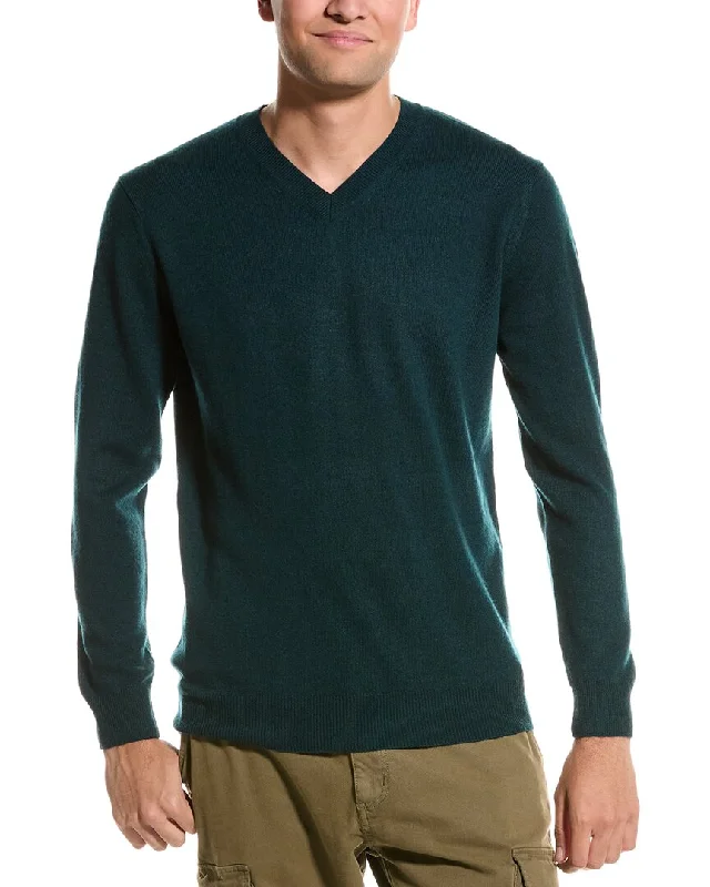 Men's slim fit pullover sweater-Forte V-Neck Cashmere Sweater