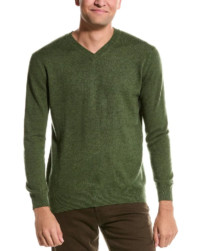 Men's classic crew pullover-Forte V-Neck Cashmere Sweater