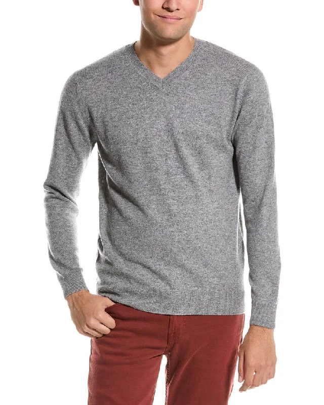 Men's warm knit pullover-Forte V-Neck Cashmere Sweater