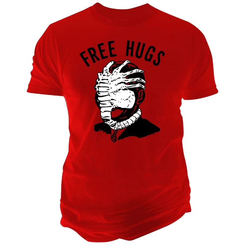 Men's short-sleeve cool graphic shirt-Fruit of the Loom Mens Free Hugs Graphic T-Shirt, Red, Small