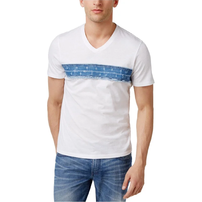 Men's short-sleeve white tee-I-N-C Mens Denim Trim Embellished T-Shirt, White, XX-Large