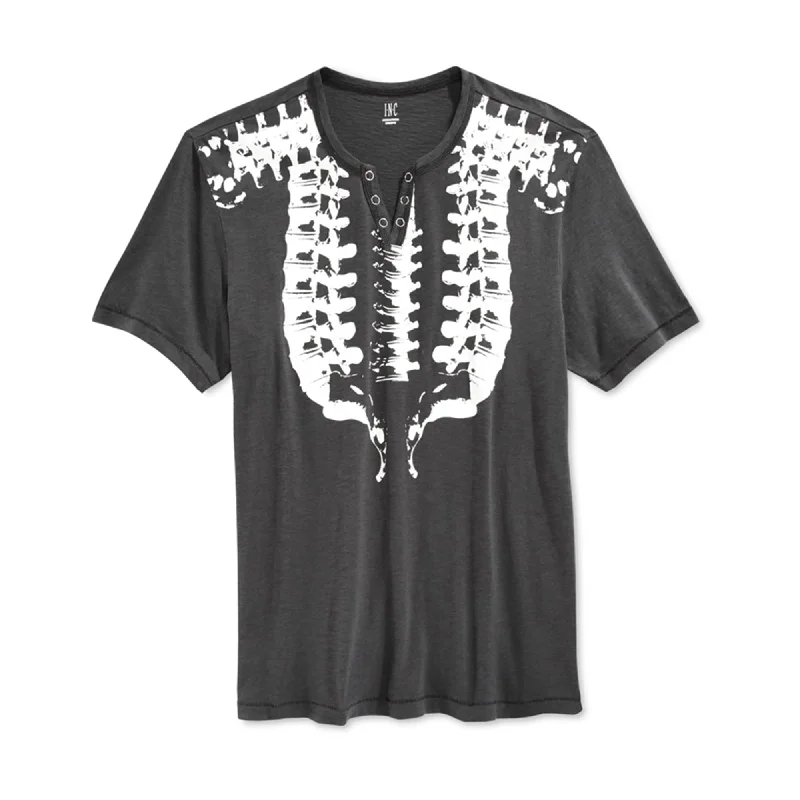 Men's short-sleeve casual graphic shirt-I-N-C Mens Spine Split Neck Graphic T-Shirt