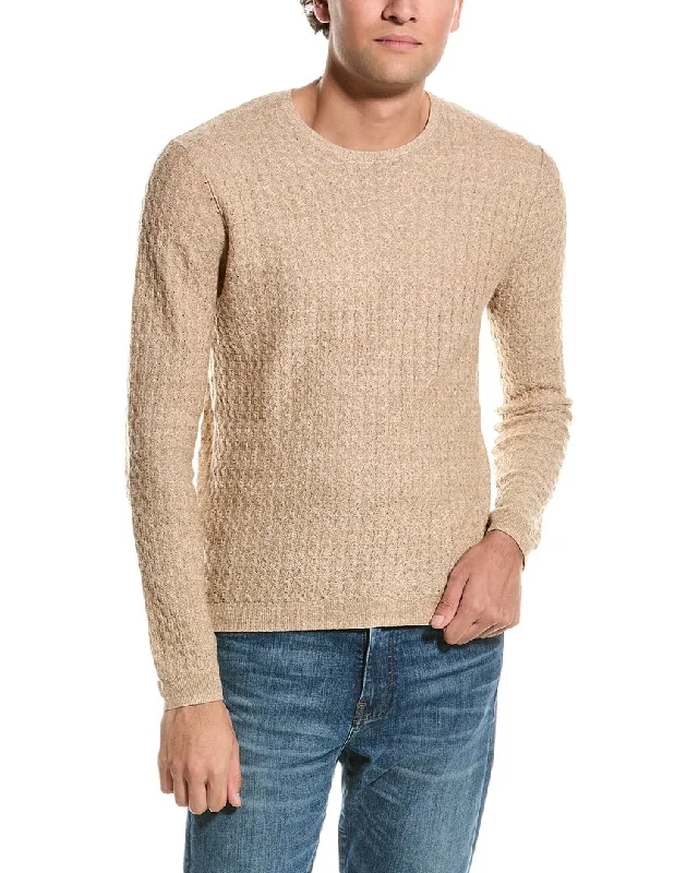 Men's trendy cable sweater-John Varvatos McClain Regular Fit Long Linen, Wool, Silk, & Cashmere-Blend