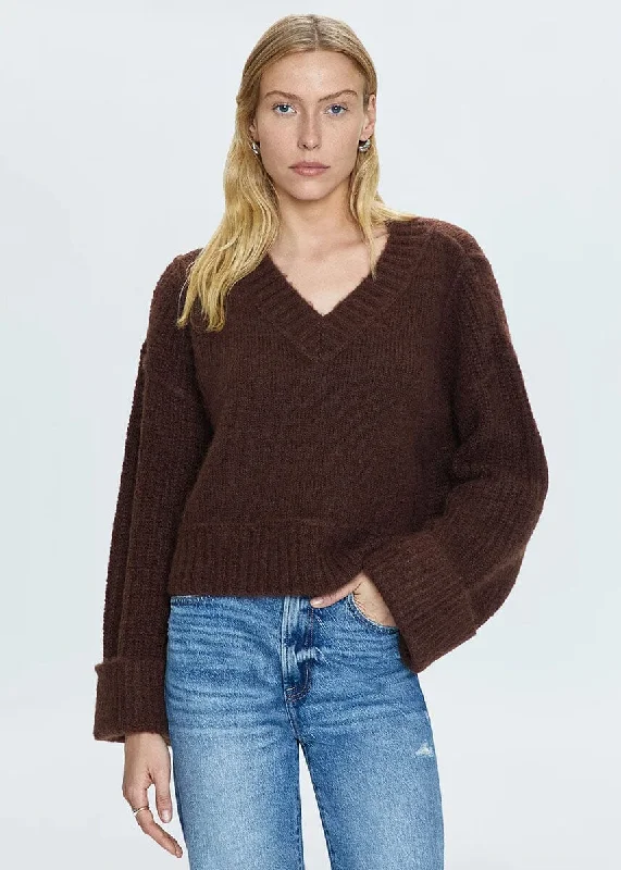 Men's slim turtleneck sweater-Joy Cropped Boxy Sweater - Dark Roast