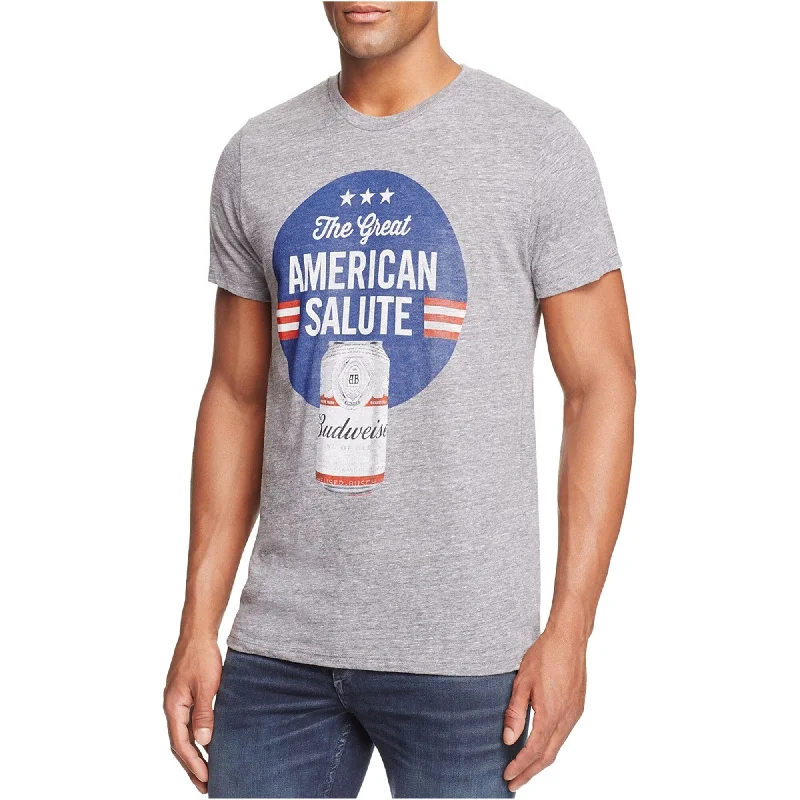 Men's short-sleeve v-neck t-shirt-Junk Food Mens Budweiser Graphic T-Shirt, Grey, Small