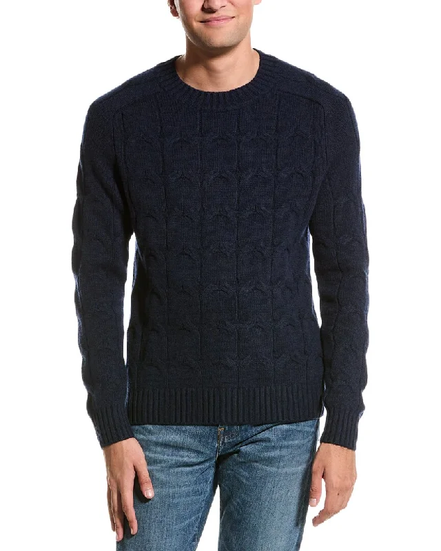 Men's slim cotton sweater-Kier + J Cable Wool & Cashmere-Blend Crewneck Sweater