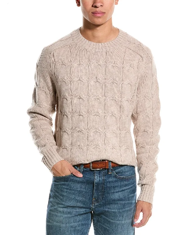 Men's casual cable sweater-Kier+J Cable Wool & Cashmere-Blend Crewneck Sweater