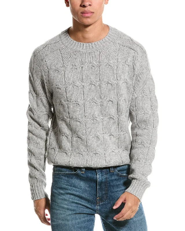 Men's soft crew neck sweater-Kier+J Cable Wool & Cashmere-Blend Crewneck Sweater