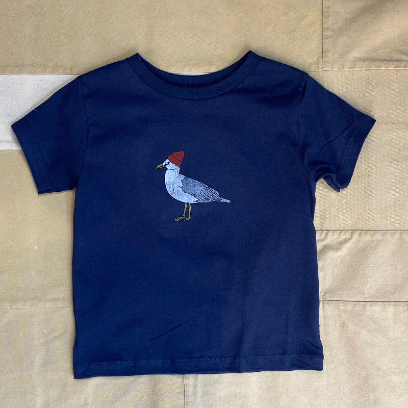 Men's short-sleeve beach shirt-Little Seagull T-shirt, Navy