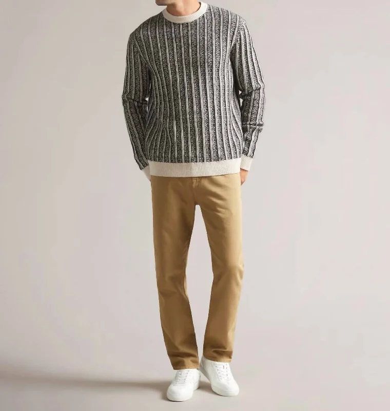 Men's slim wool pullover-Men's Buzzad Textured Pullover Sweater In Black White