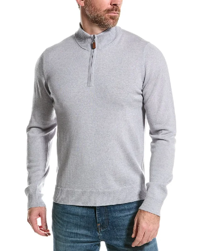 Men's cozy v-neck pullover-Mette Merino Wool Mock 1/4-Zip Sweater