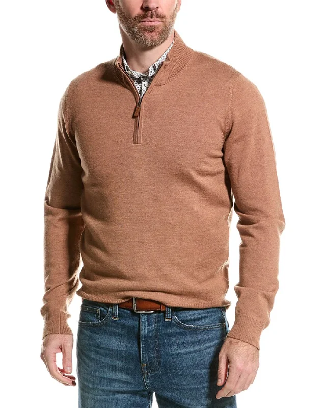 Men's chunky knit sweater-Mette Merino Wool Mock 1/4-Zip Sweater