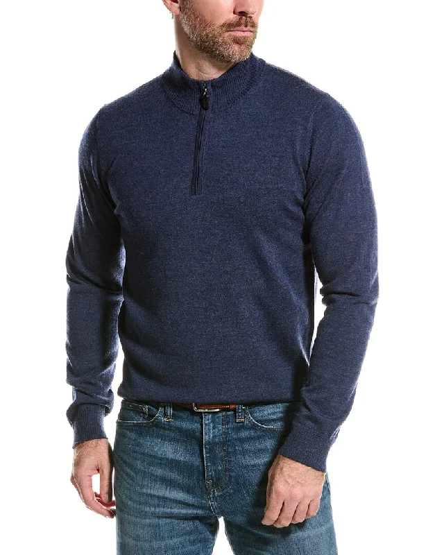 Men's casual cable cardigan-Mette Merino Wool Mock 1/4-Zip Sweater