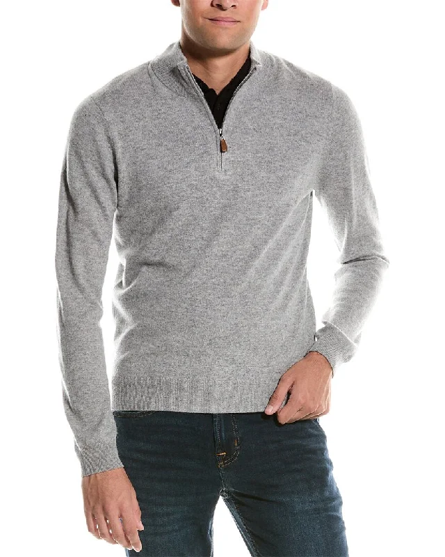 Men's casual turtleneck sweater-Mette Quarter Zip Cashmere Pullover