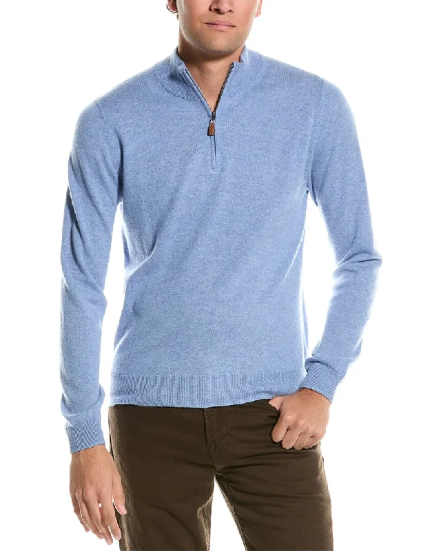 Men's luxury cashmere cardigan-Mette Quarter Zip Cashmere Pullover