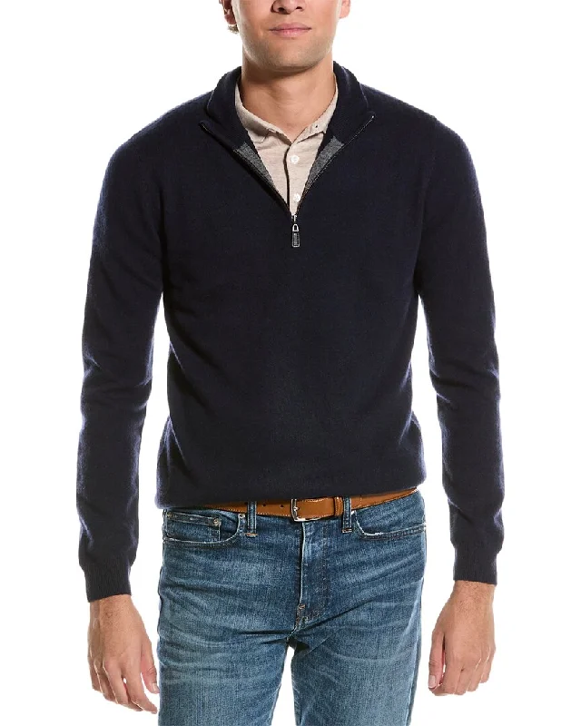 Men's casual cable sweater-Mette Quarter Zip Cashmere Pullover