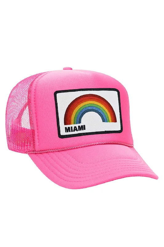 Men's short-sleeve stylish casual tee-MIAMI RAINBOW TRUCKER HAT