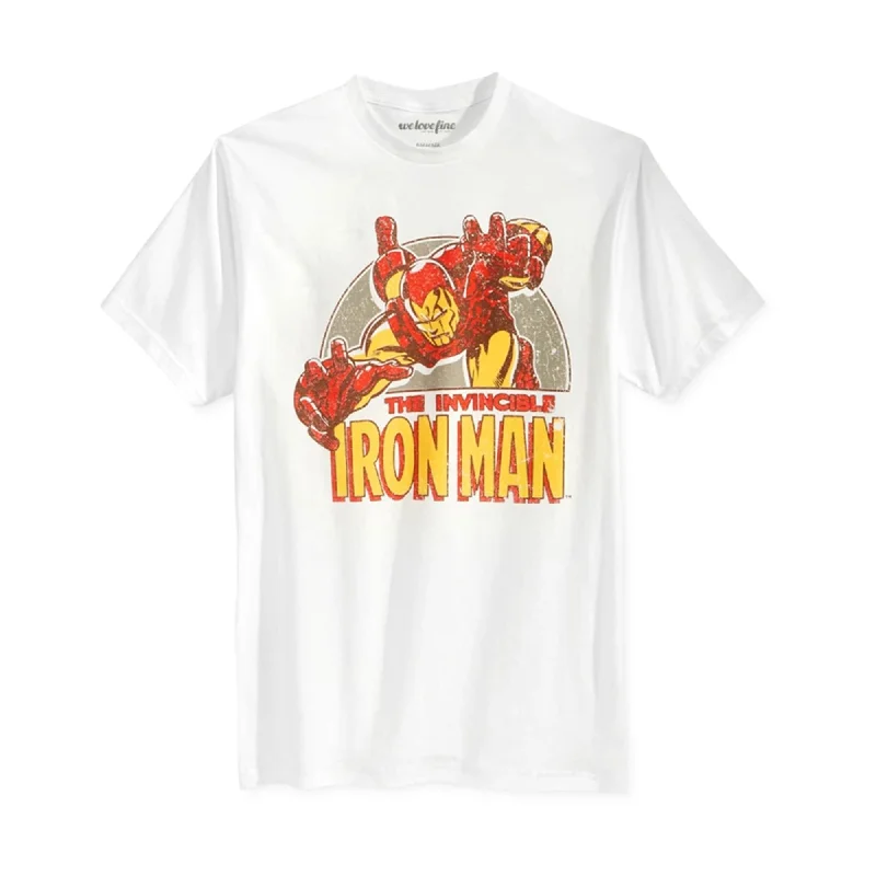 Men's short-sleeve organic cotton top-Mighty Fine Mens Iron Man Swoop Graphic T-Shirt, White, Small