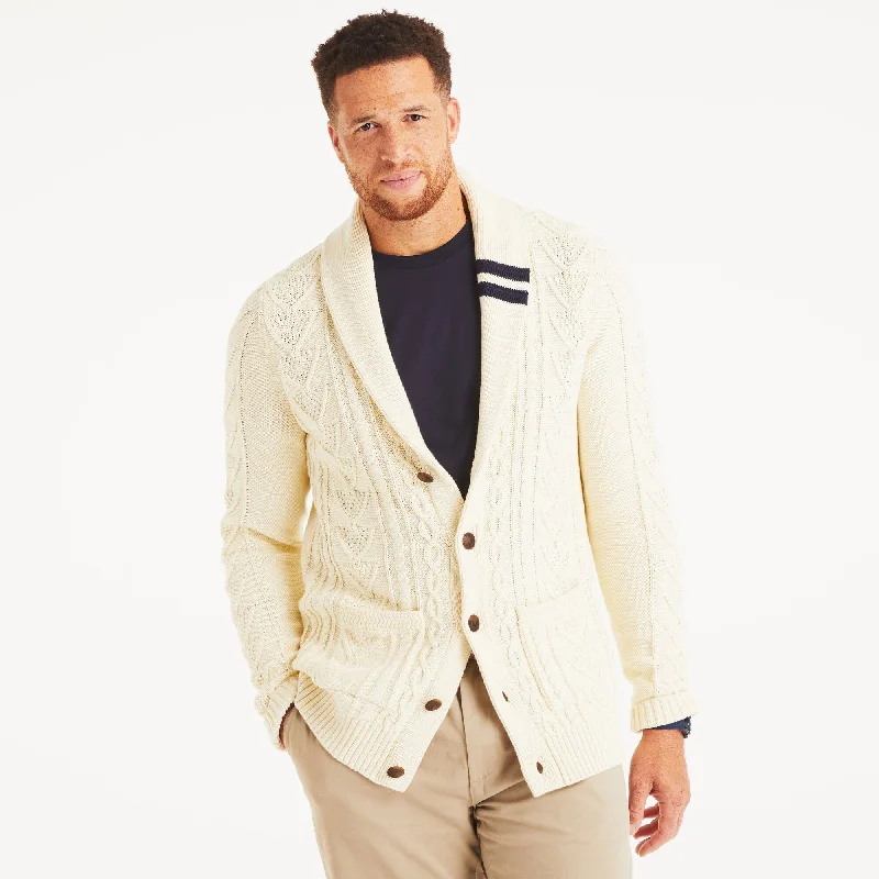 Men's soft wool turtleneck-Nautica Mens Big & Tall Cable-Knit Cardigan