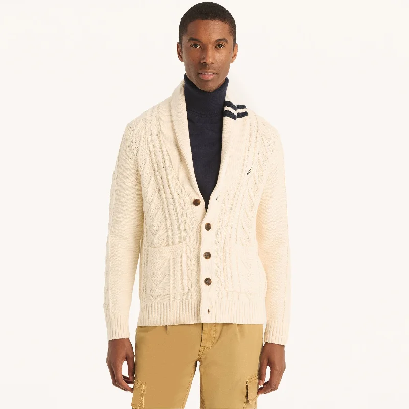 Men's slim fit knit sweater-Nautica Mens Cable-Knit Cardigan